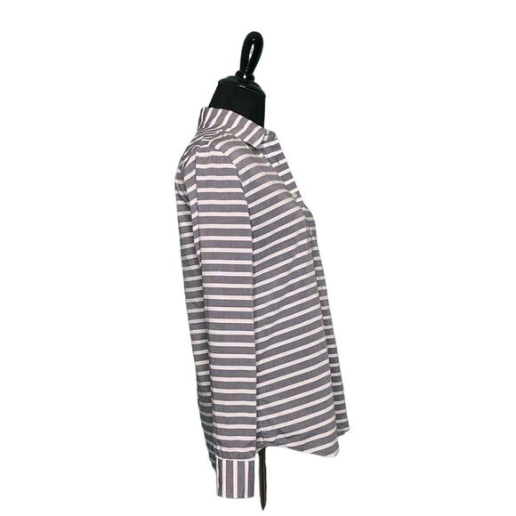 BANANA REPUBLIC Gray White Striped Long sleeves Button-Up Shirt XS - Picture 5 of 11